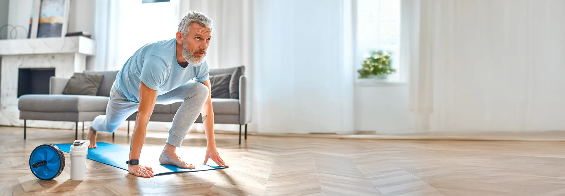older man stretching
