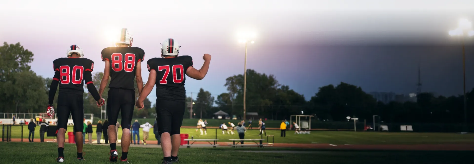 young football players outdoors