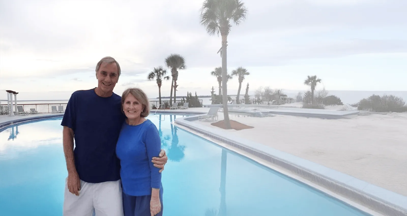 Patient Charles by the pool